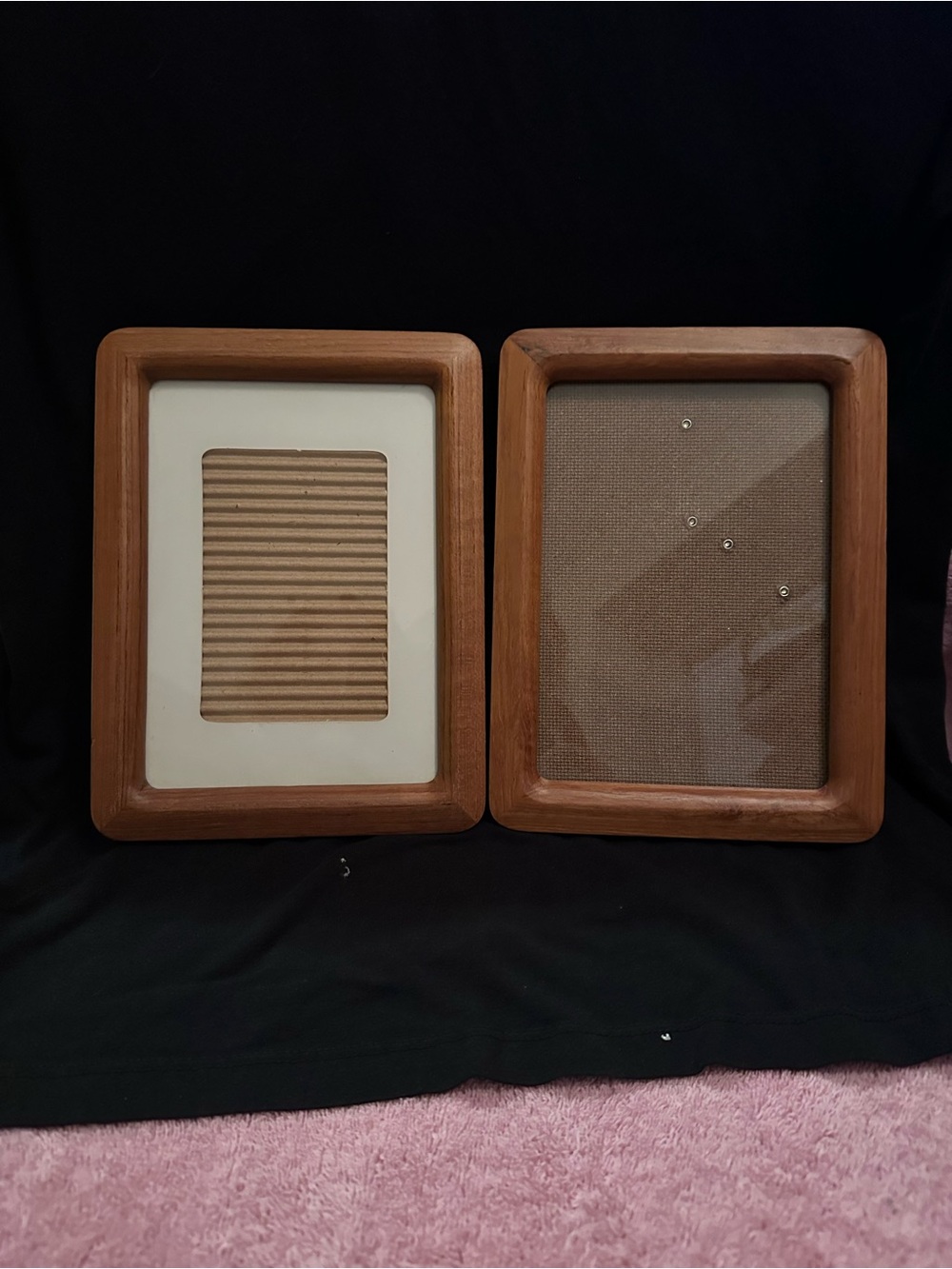 Pair of Brown Wooden Photo Frames with Smooth Rounded Edges